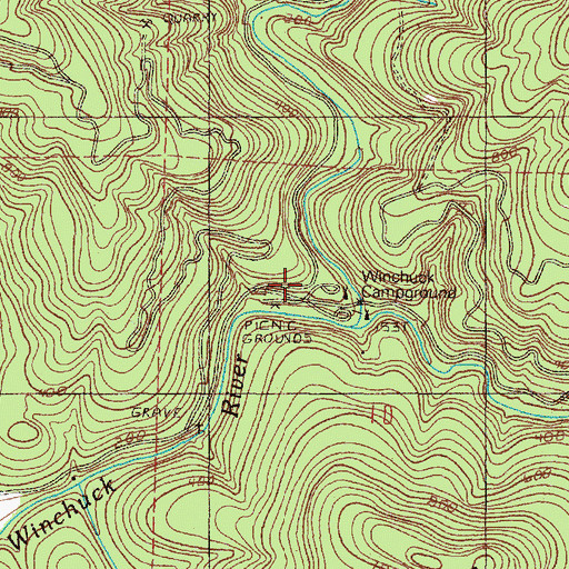 Topographic Map of Winchuck Recreation Site, OR