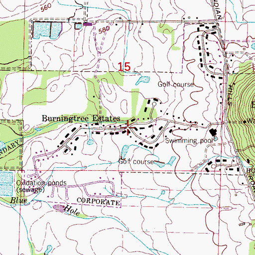 Topographic Map of Burningtree Estates, AL