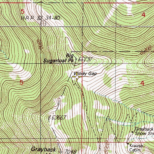 Topographic Map of Windy Gap, OR