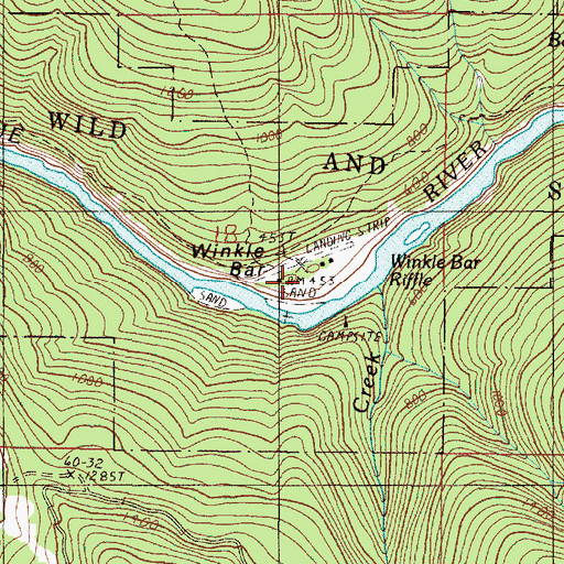 Topographic Map of Winkle Bar, OR
