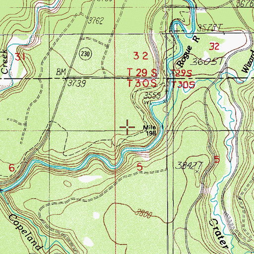 Topographic Map of Wizard Creek, OR