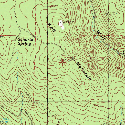 Topographic Map of Wolf Mountain, OR