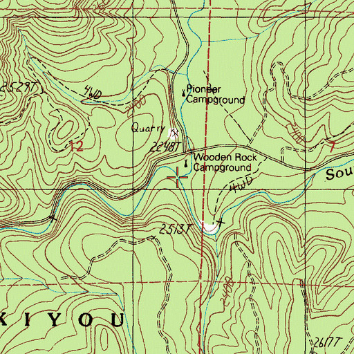 Topographic Map of Wooden Rock Creek, OR