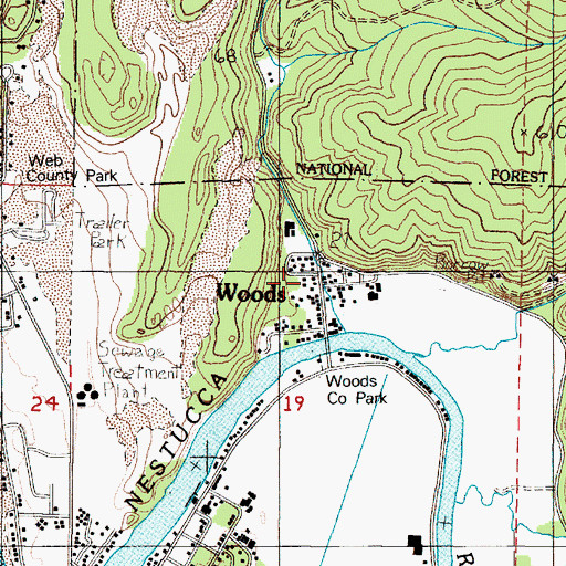 Topographic Map of Woods, OR