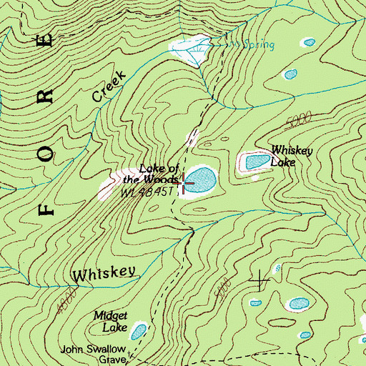 Topographic Map of Lake of the Woods, OR