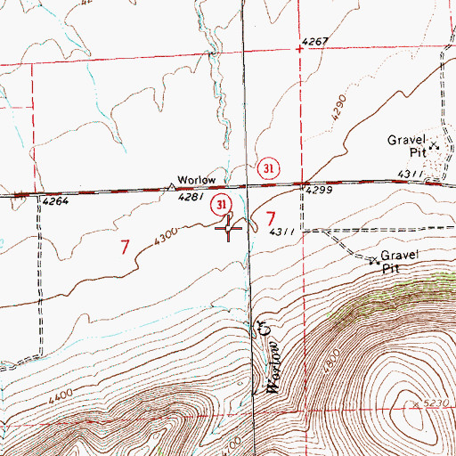 Topographic Map of Worlow Creek, OR