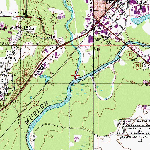 Topographic Map of Burnt Corn Creek, AL
