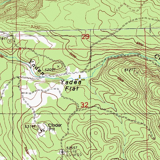 Topographic Map of Yaden Flat, OR