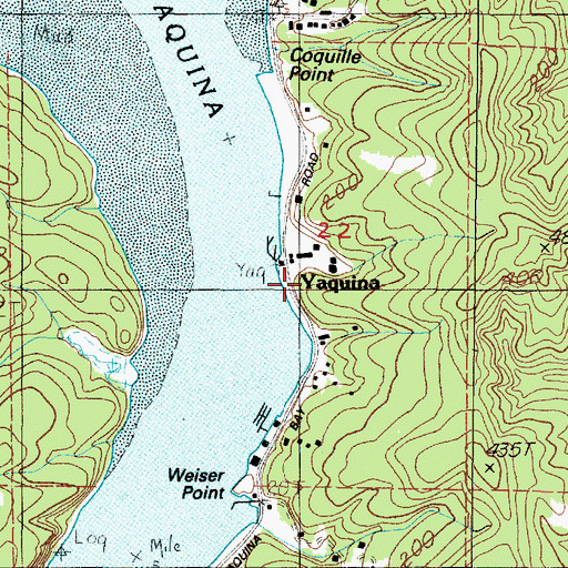 Topographic Map of Yaquina, OR