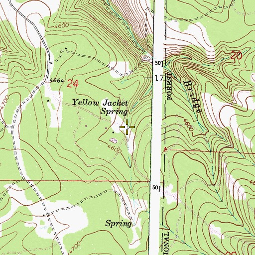 Topographic Map of Yellow Jacket Spring, OR