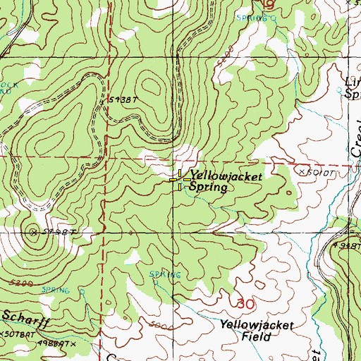 Topographic Map of Yellowjacket Spring, OR