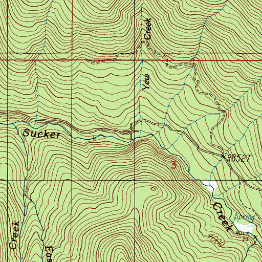 Topographic Map of Yew Creek, OR