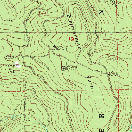 Topographic Map of Zimmerman Burn, OR