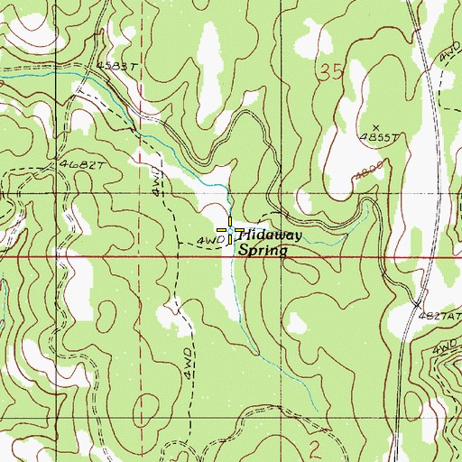 Topographic Map of Hidaway Spring, OR