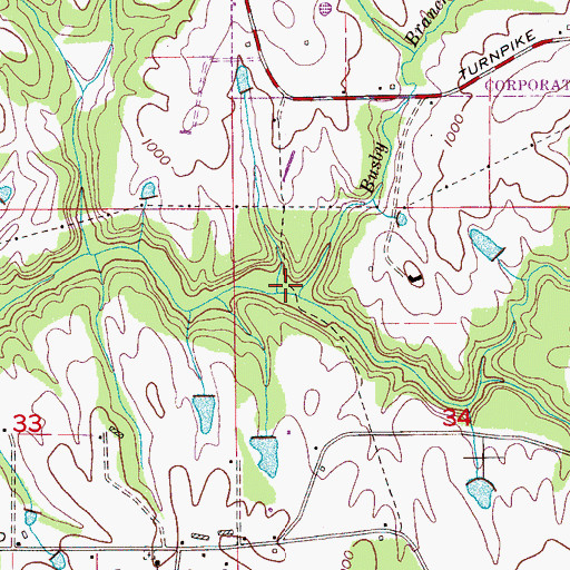 Topographic Map of Busby Branch, AL