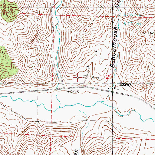 Topographic Map of Izee Cemetery, OR