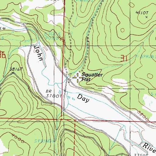 Topographic Map of Squatter Flat, OR