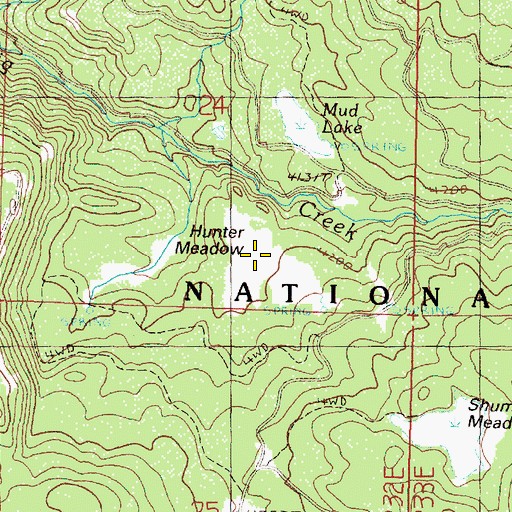 Topographic Map of Hunter Meadow, OR