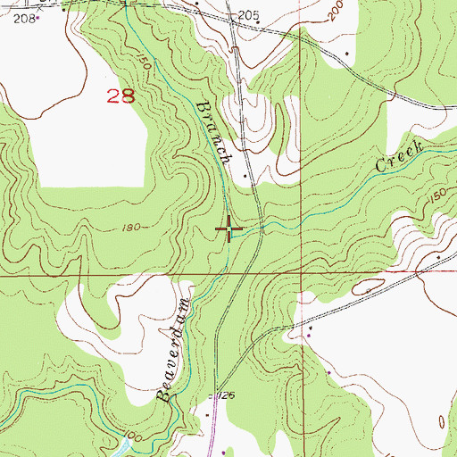 Topographic Map of Bushy Branch, AL