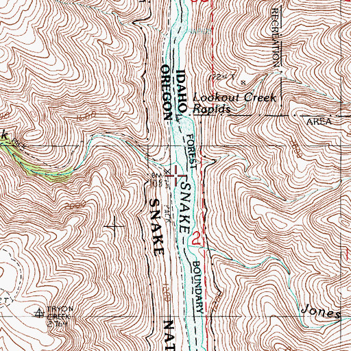 Topographic Map of Lookout Creek Rapids, OR
