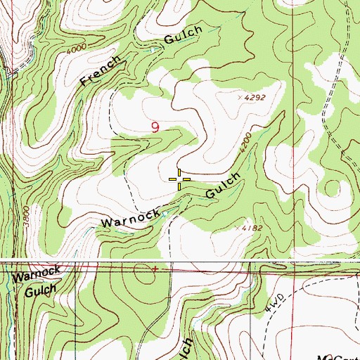 Topographic Map of Warnock Spring, OR