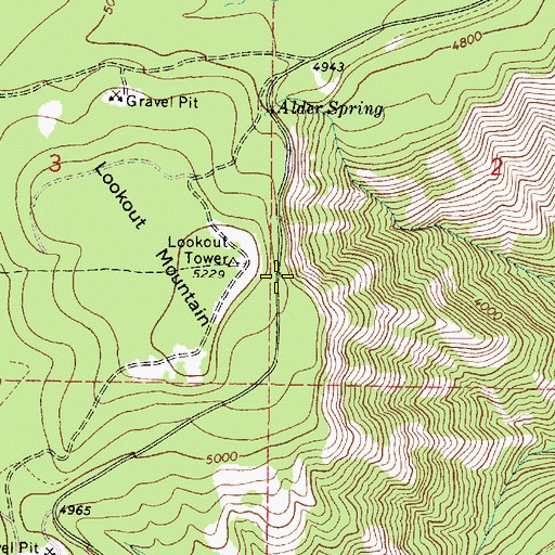 Topographic Map of Lookout Mountain Spring, OR