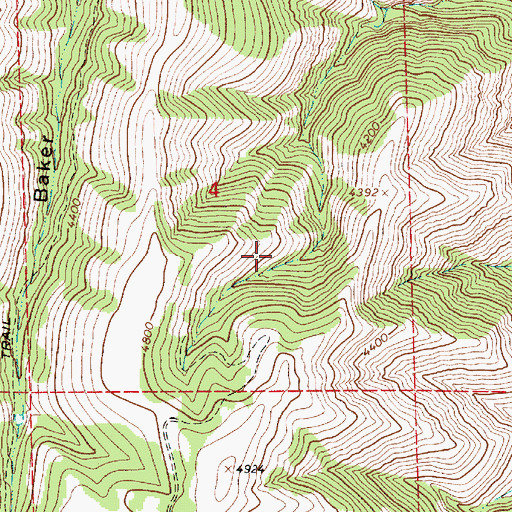 Topographic Map of Baker Spring, OR