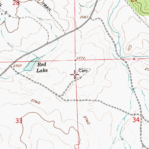 Topographic Map of Red Lake Cemetery, OR