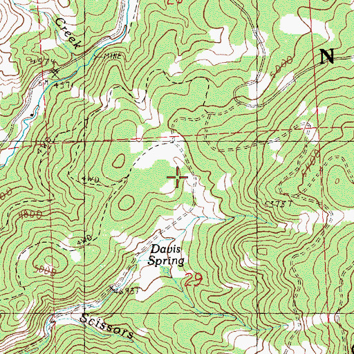 Topographic Map of Scissorsville, OR