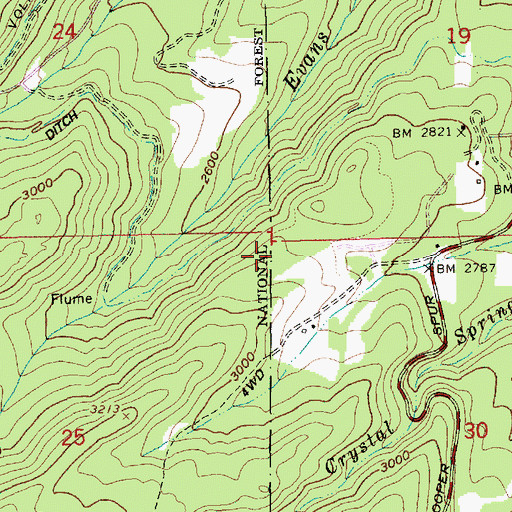 Topographic Map of Roaring Camp Spring, OR