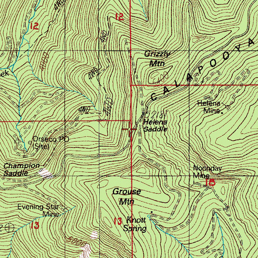 Topographic Map of Helena Saddle, OR