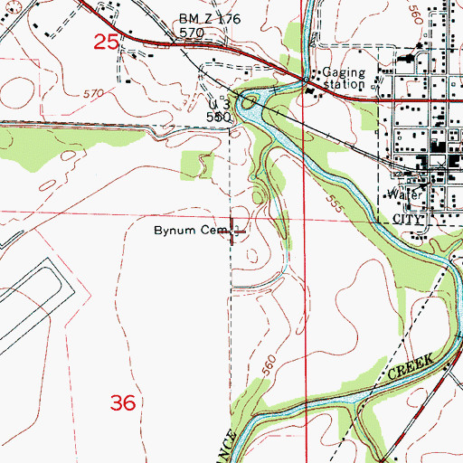Topographic Map of Bynum Cemetery, AL