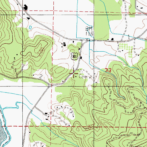 Topographic Map of Union Cemetery, OR