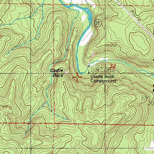 Topographic Map of Castle Rock Recreation Site, OR