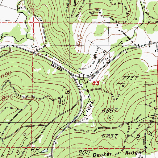 Topographic Map of Ervin Creek, OR