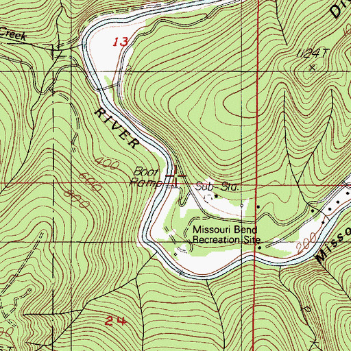 Topographic Map of Missouri Bend Recreation Site, OR