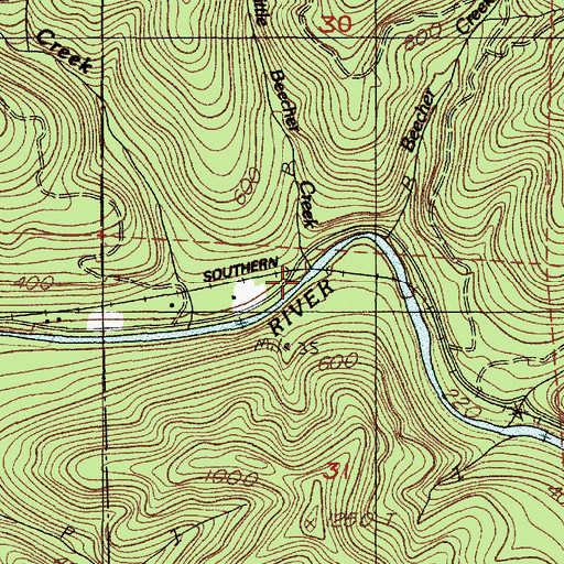 Topographic Map of Little Beech Creek, OR
