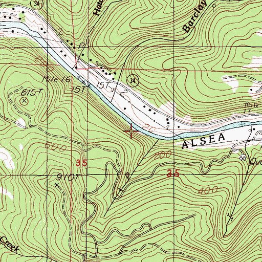 Topographic Map of Meander Along Creek, OR