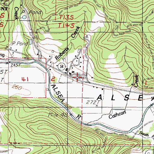 Topographic Map of Alsea Cemetery, OR