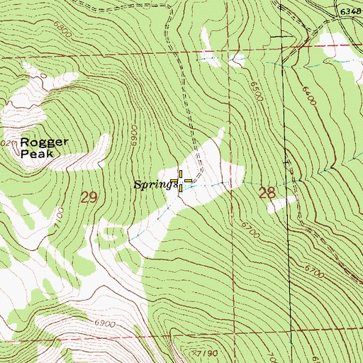 Topographic Map of Roaring Spring, OR