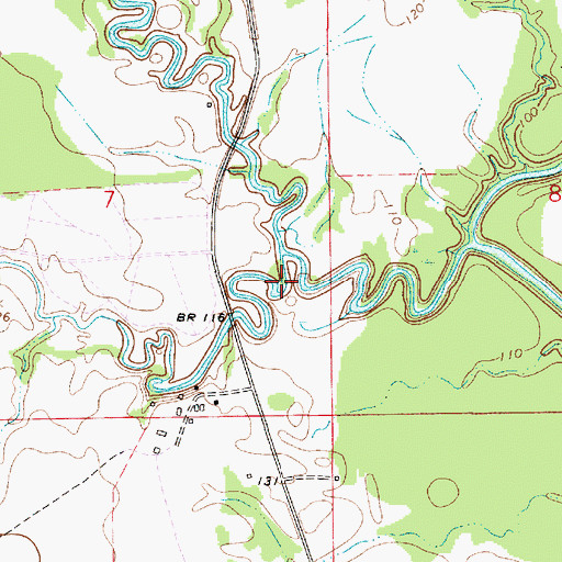 Topographic Map of Caine Creek, AL