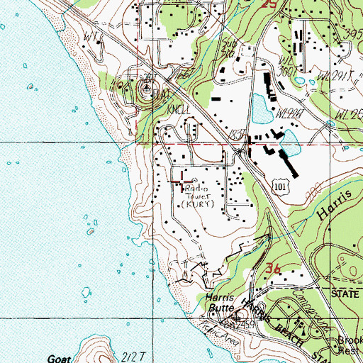 Topographic Map of KURY-FM, OR