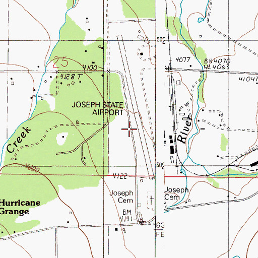 Topographic Map of Joseph State Airport, OR