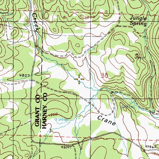 Topographic Map of Crane Flat, OR