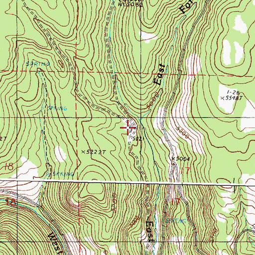 Topographic Map of Middle Fork Rattlesnake Creek, OR