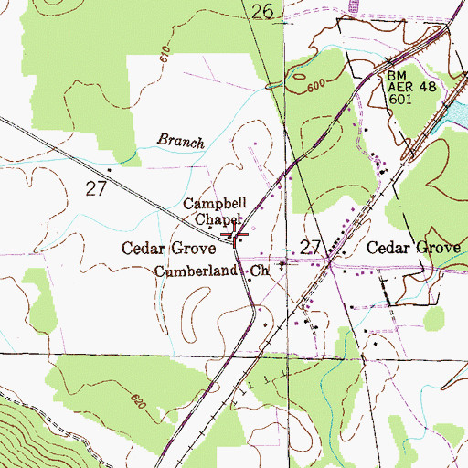 Topographic Map of Cambell Chapel, AL