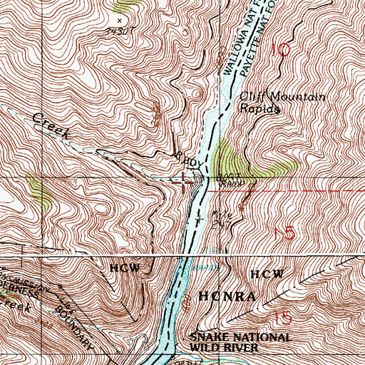 Topographic Map of Hells Canyon Rapids, OR