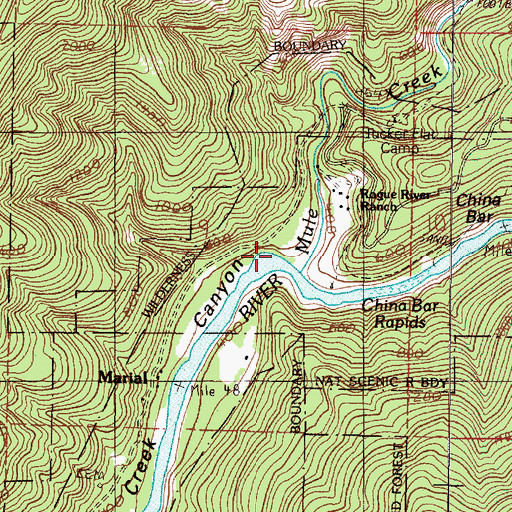 Topographic Map of Mule Creek Canyon, OR