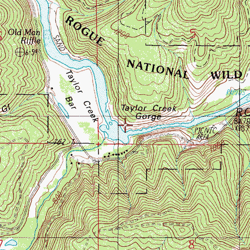 Topographic Map of Taylor Creek Gorge, OR