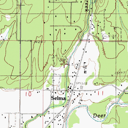 Topographic Map of Selma Cemetery, OR